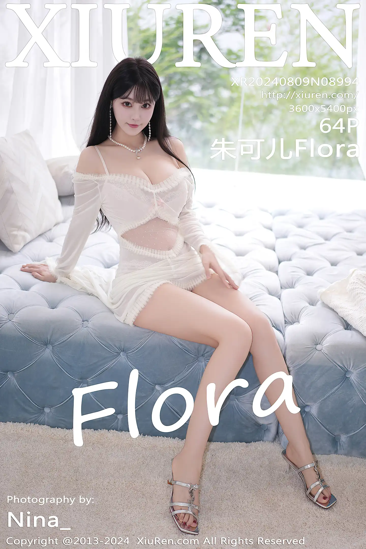 [XiuRen秀人网]No.8994_女神朱可儿Flora性感白色情趣服饰配蓝尾巴秀丰满身材诱惑写真64P-秀人网 - XiuRen.Space